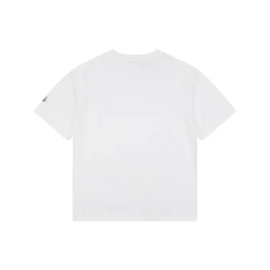 Moncler Mini Stripe Logo Embroidered T-Shirt White Back view