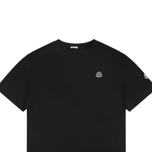 Moncler Mini Stripe Logo Embroidered T-Shirt Black