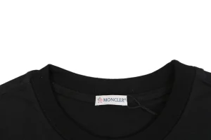 Moncler Mini Stripe Logo Embroidered T-Shirt Black Collar