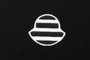 Moncler Mini Stripe Logo Embroidered T-Shirt Black Front Brand
