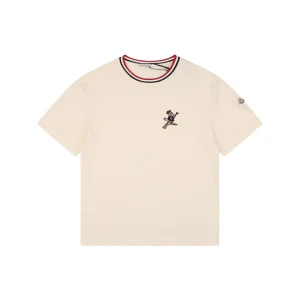 Moncler MonDuck Embroidered T-Shirt Beige Front view