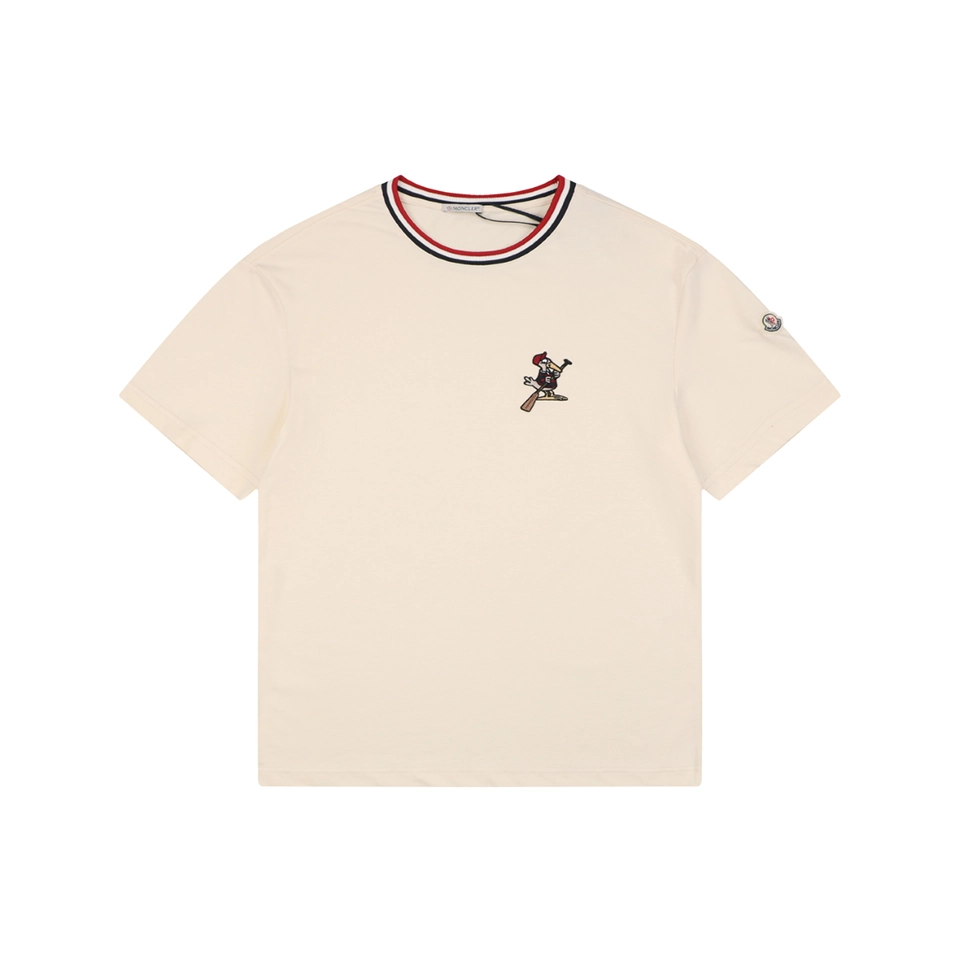 Moncler MonDuck Embroidered T-Shirt Beige Front view