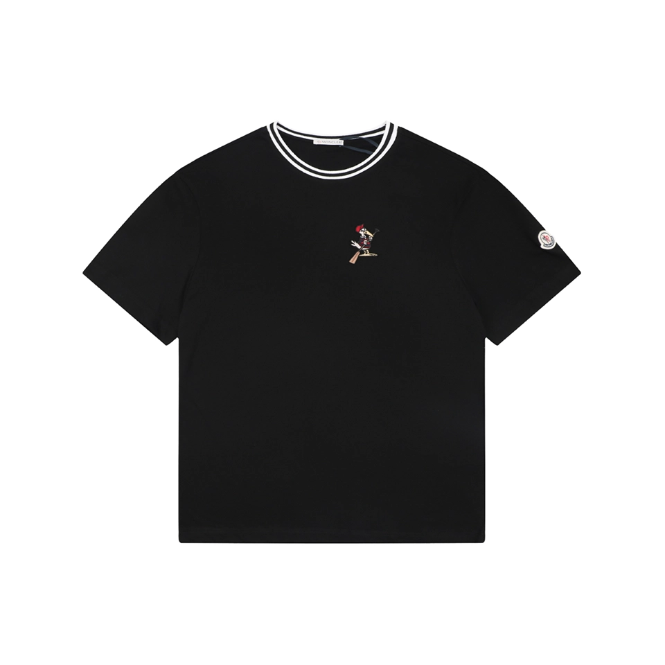 Moncler MonDuck Embroidered T-Shirt Black Front view