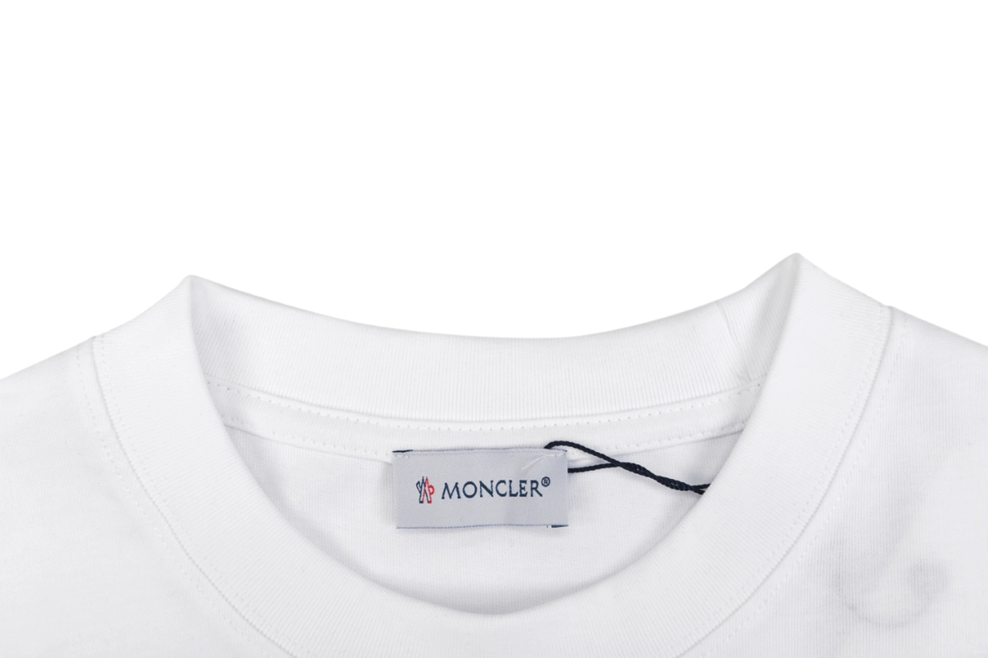 Moncler Red & White Logo Embroidered Oversized T-Shirt White Collar