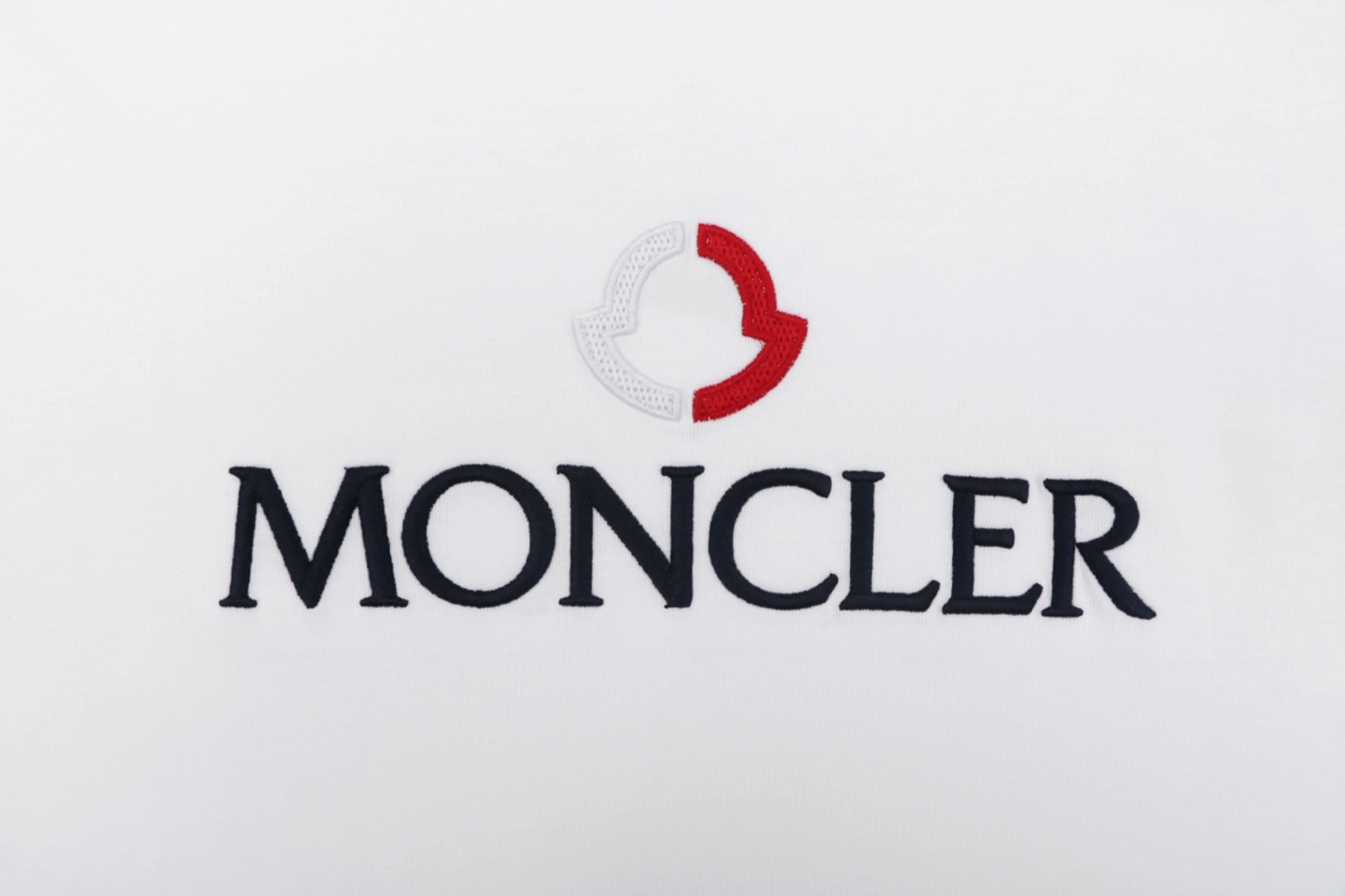 Moncler Red & White Logo Embroidered Oversized T-Shirt White Front Brand