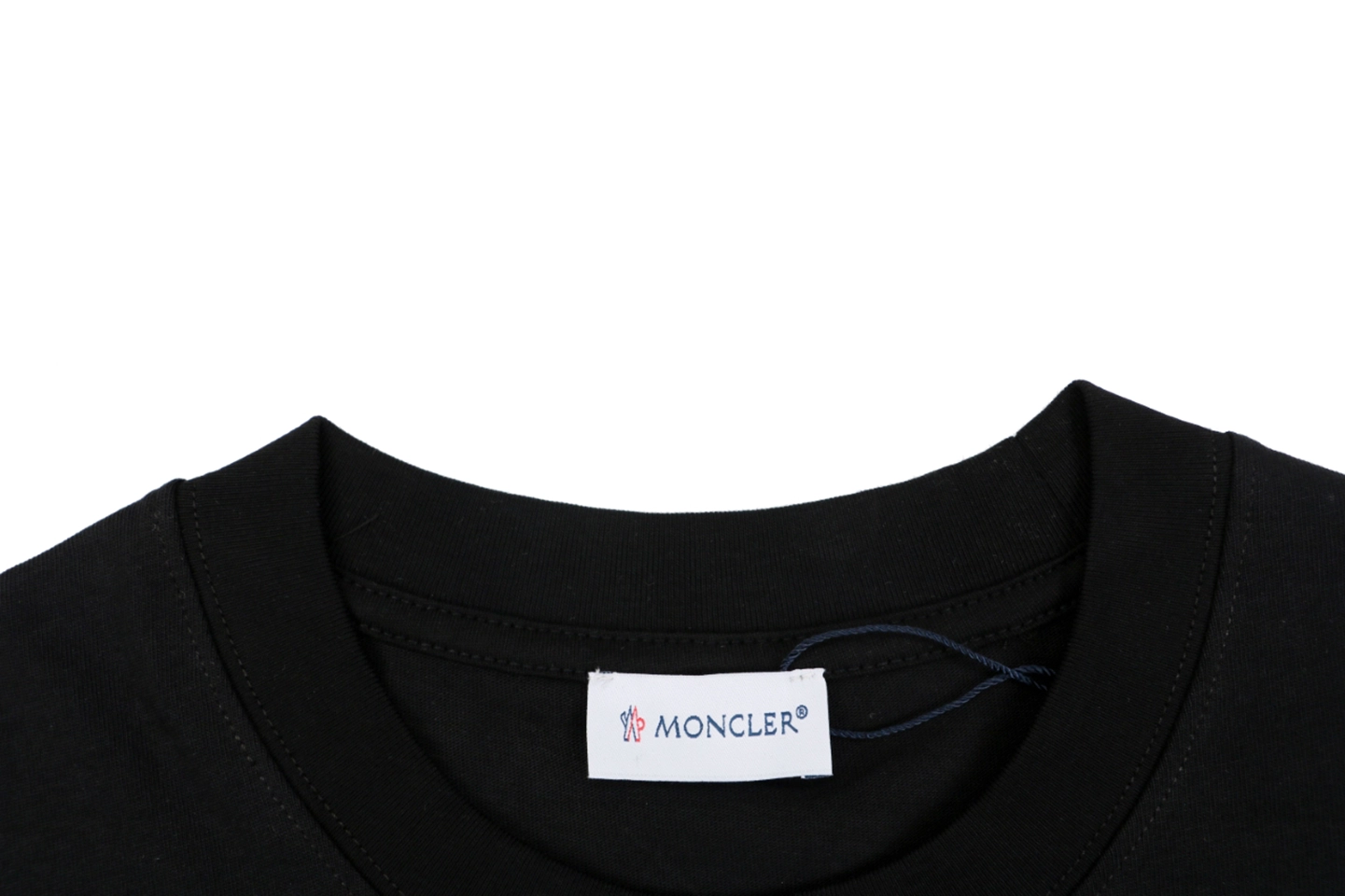 Moncler Red & White Logo Embroidered Oversized T-Shirt Black Collar