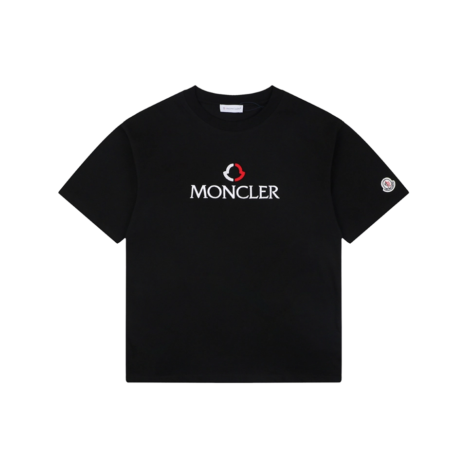 Moncler Red & White Logo Embroidered Oversized T-Shirt Front view