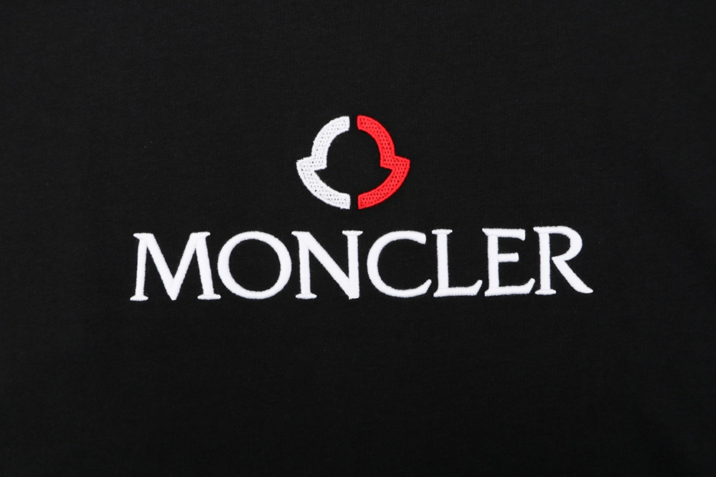 Moncler Red & White Logo Embroidered Oversized T-Shirt Black Front Brand