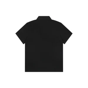 Moncler Signature Badge Button Polo T-Shirt Black Back view