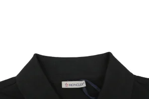 Moncler Signature Badge Button Polo T-Shirt Black Collar