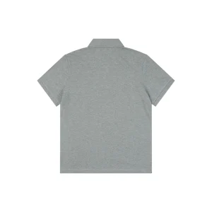 Moncler Signature Badge Button Polo T-Shirt Grey Back view