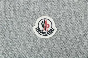 Moncler Signature Badge Button Polo T-Shirt Grey Brand label