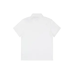 Moncler Signature Badge Button Polo T-Shirt White Back view