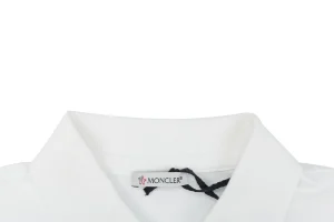 Moncler Signature Badge Button Polo T-Shirt White Collar