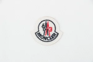 Moncler Signature Badge Button Polo T-Shirt White Brand label