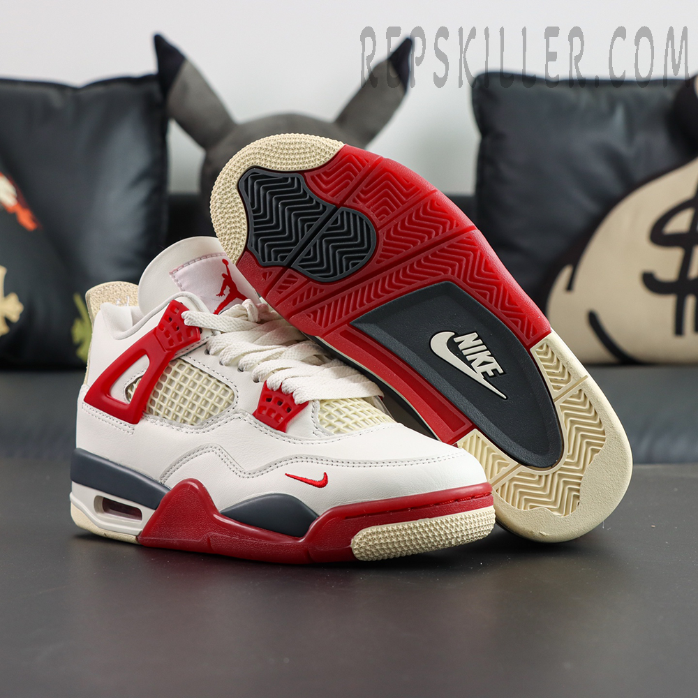 Nigel Sylvester x Air Jordan 4 Retro OG SP “Brick After Brick” outsole view with red black and cream traction pattern