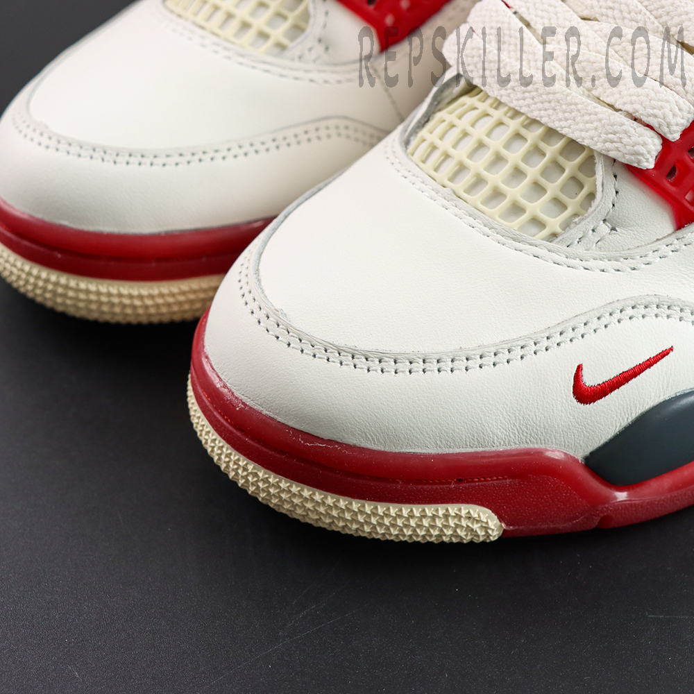 Nigel Sylvester x Air Jordan 4 Retro OG SP “Brick After Brick” toe box detail with leather and mesh panel