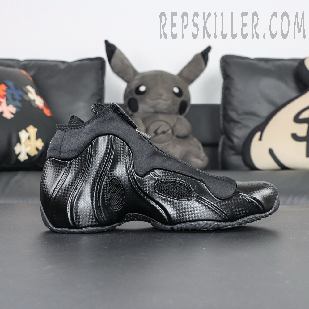 Nike Air Flightposite “Carbon Fiber” lateral profile with sculpted carbon fiber shell