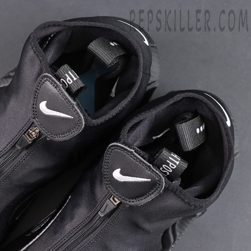 Nike Air Flightposite “Carbon Fiber” tongue and inner detail with zip-up shroud construction