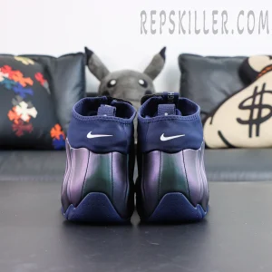Nike Air Flightposite “Jason Kidd - Mavericks” 2025 heel view with iridescent Foamposite shell detail