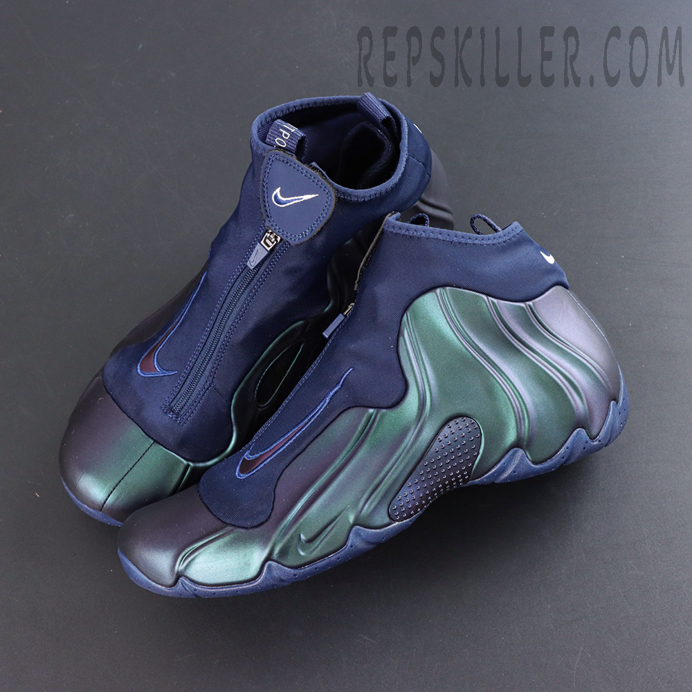 Nike Air Flightposite “Jason Kidd - Mavericks” 2025 top view with iridescent shell and zipper closure