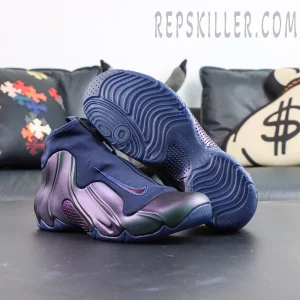 Nike Air Flightposite “Jason Kidd - Mavericks” 2025 outsole view with blue wavy traction pattern