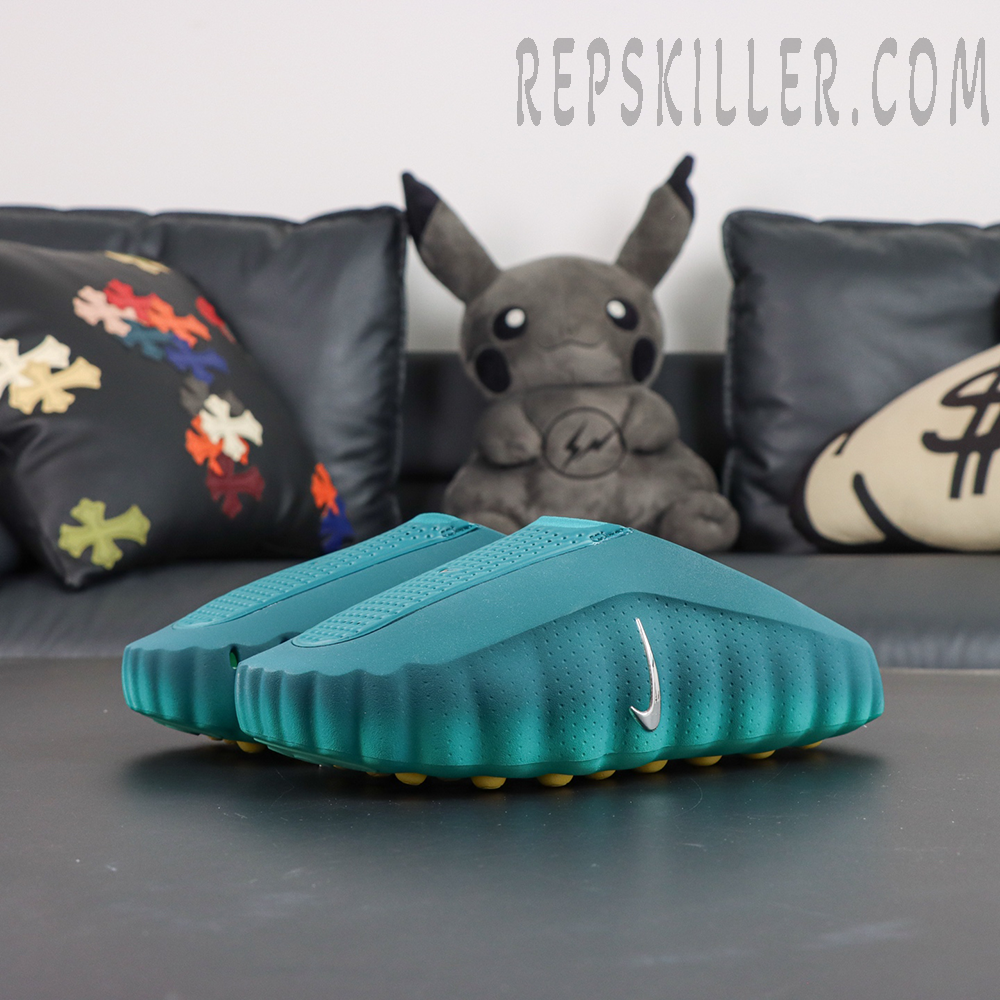 Nike Mind 001 “Geode Teal” side view with teal molded slip-on design