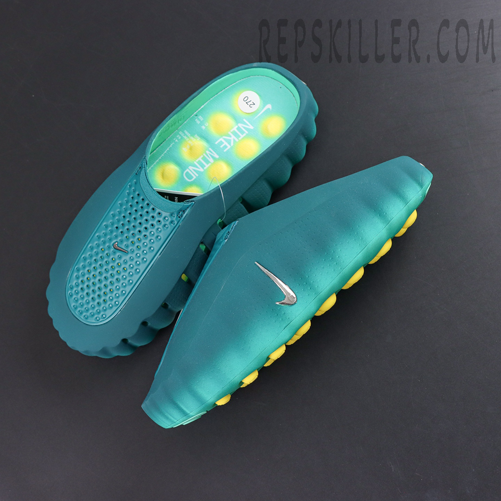 Nike Mind 001 “Geode Teal” top view with futuristic slip-on silhouette