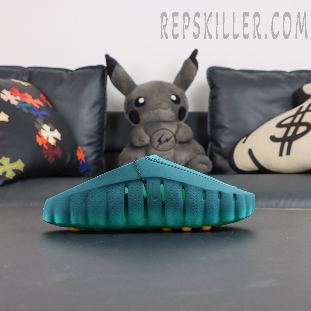 Nike Mind 001 “Geode Teal” lateral profile with streamlined molded slip-on structure