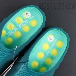 Nike Mind 001 “Geode Teal” insole detail with Mind Science Department graphic design