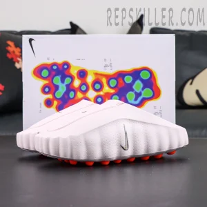 Nike Mind 001 “Pearl Pink” pair display with thermal-map inspired shoebox backdrop