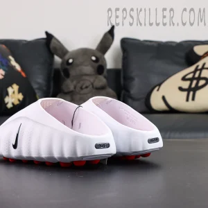 Nike Mind 001 “White Speed Red” rear angle view with streamlined body and red outsole pods
