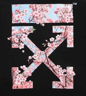 OFF-WHITE Cherry Blossom Arrow Print T-Shirt Black Back Print