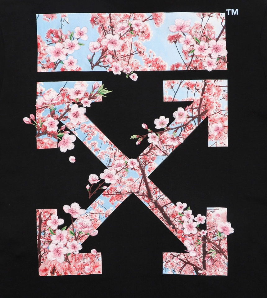 OFF-WHITE Cherry Blossom Arrow Print T-Shirt Black Back Print