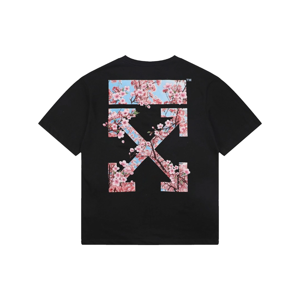 OFF-WHITE Cherry Blossom Arrow Print T-Shirt Black Back view