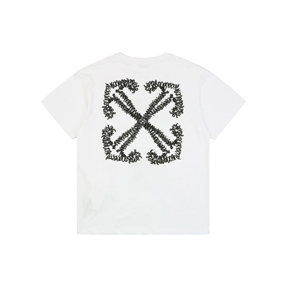 OFF-WHITE Wave Arrow Embroidered T-Shirt White back view