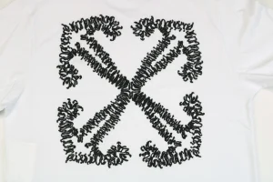 OFF-WHITE Wave Arrow Embroidered T-Shirt White Back Brand