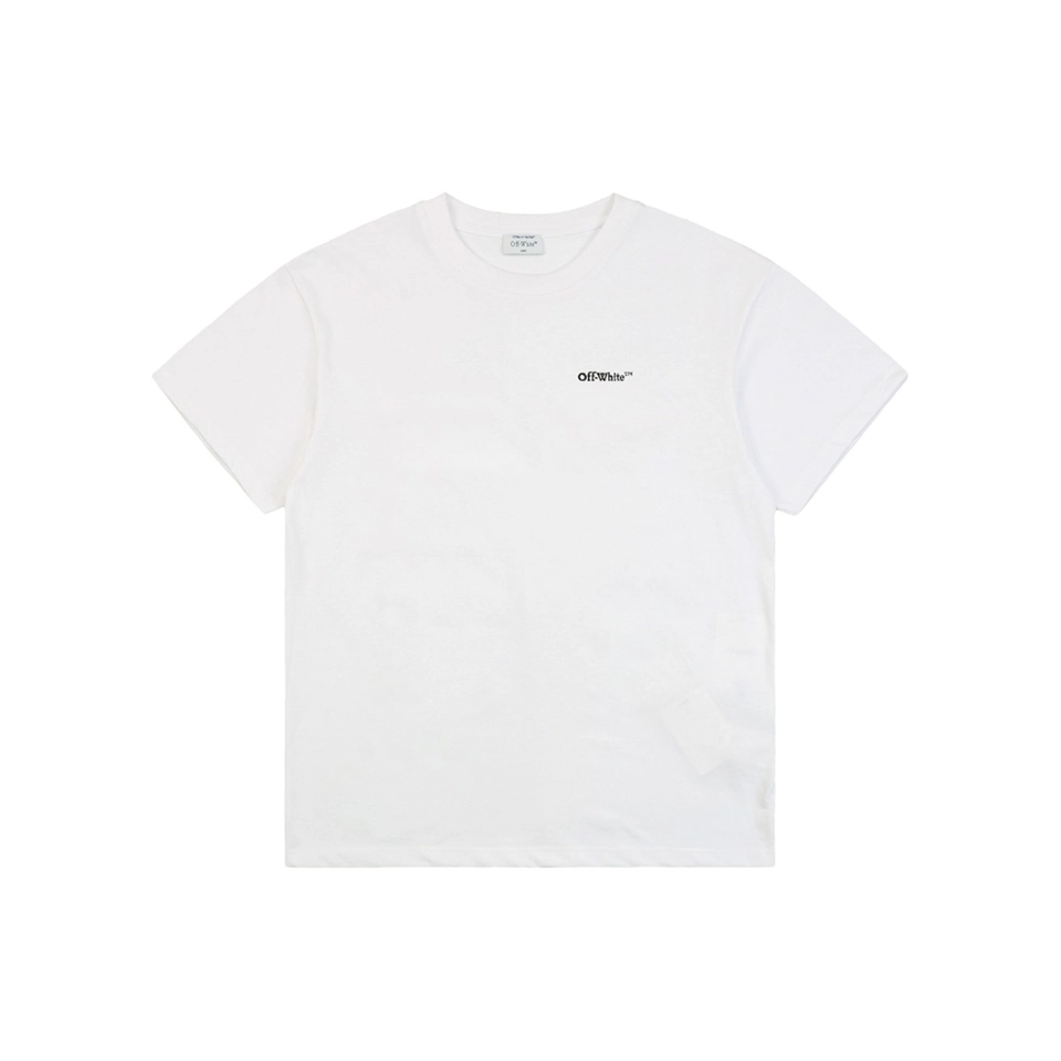 OFF-WHITE Wave Arrow Embroidered T-Shirt White Front view