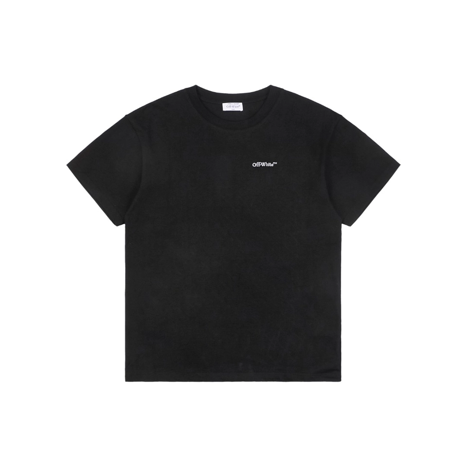 OFF-WHITE Wave Arrow Embroidered T-Shirt Black Front view