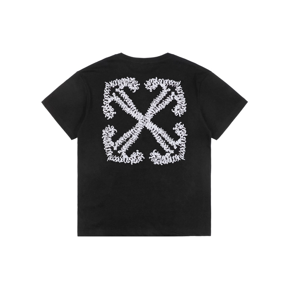 OFF-WHITE Wave Arrow Embroidered T-Shirt Black Back view