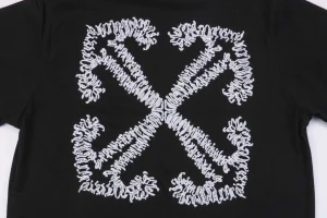 OFF-WHITE Wave Arrow Embroidered T-Shirt Black back Brand