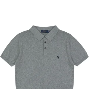 Ralph Lauren Long-Staple Cotton Knit Polo T-Shirt Grey