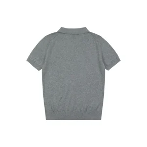 Ralph Lauren Long-Staple Cotton Knit Polo T-Shirt Grey Back view
