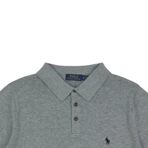 Ralph Lauren Long-Staple Cotton Knit Polo T-Shirt Grey