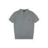 Ralph Lauren Long-Staple Cotton Knit Polo T-Shirt (Grey/Navy)