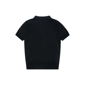 Ralph Lauren Long-Staple Cotton Knit Polo T-Shirt Navy Back view