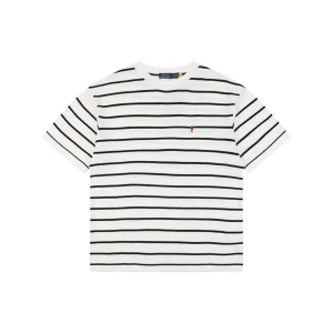 Ralph Lauren Pony Logo Jacquard Stripe T-Shirt White Front view