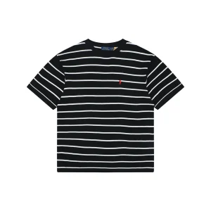 Ralph Lauren Pony Logo Jacquard Stripe T-Shirt Black Front view