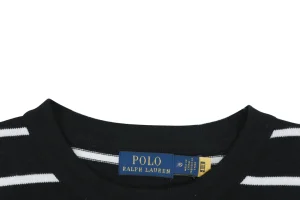 Ralph Lauren Pony Logo Jacquard Stripe T-Shirt Black Collar