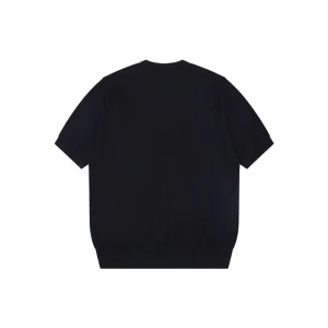 Ralph Lauren Pony Logo Knitted T-Shirt Navy Back view